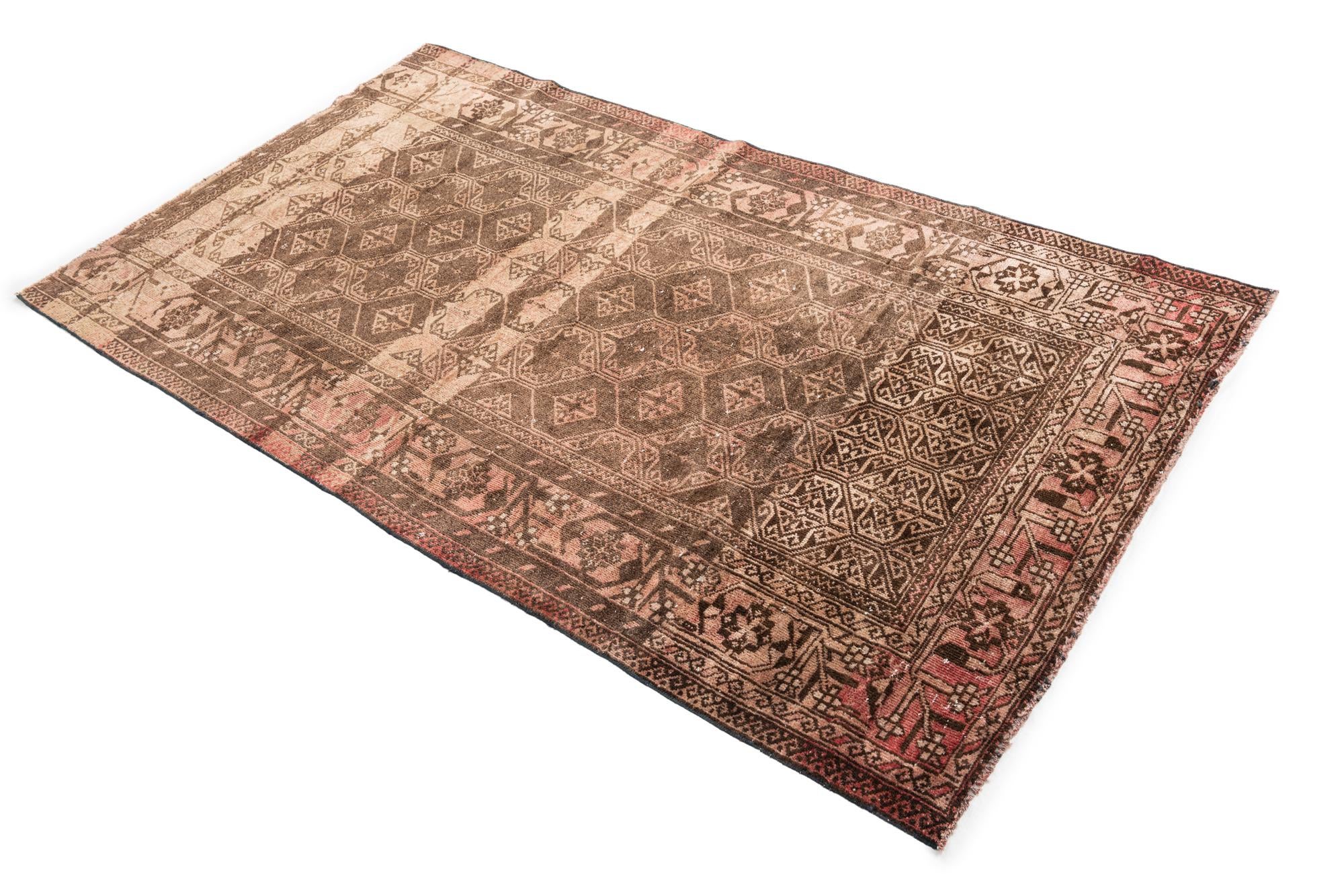 3' 7 x 6' 3 Hand Knotted Ultra Vintage Persian Wool Rug