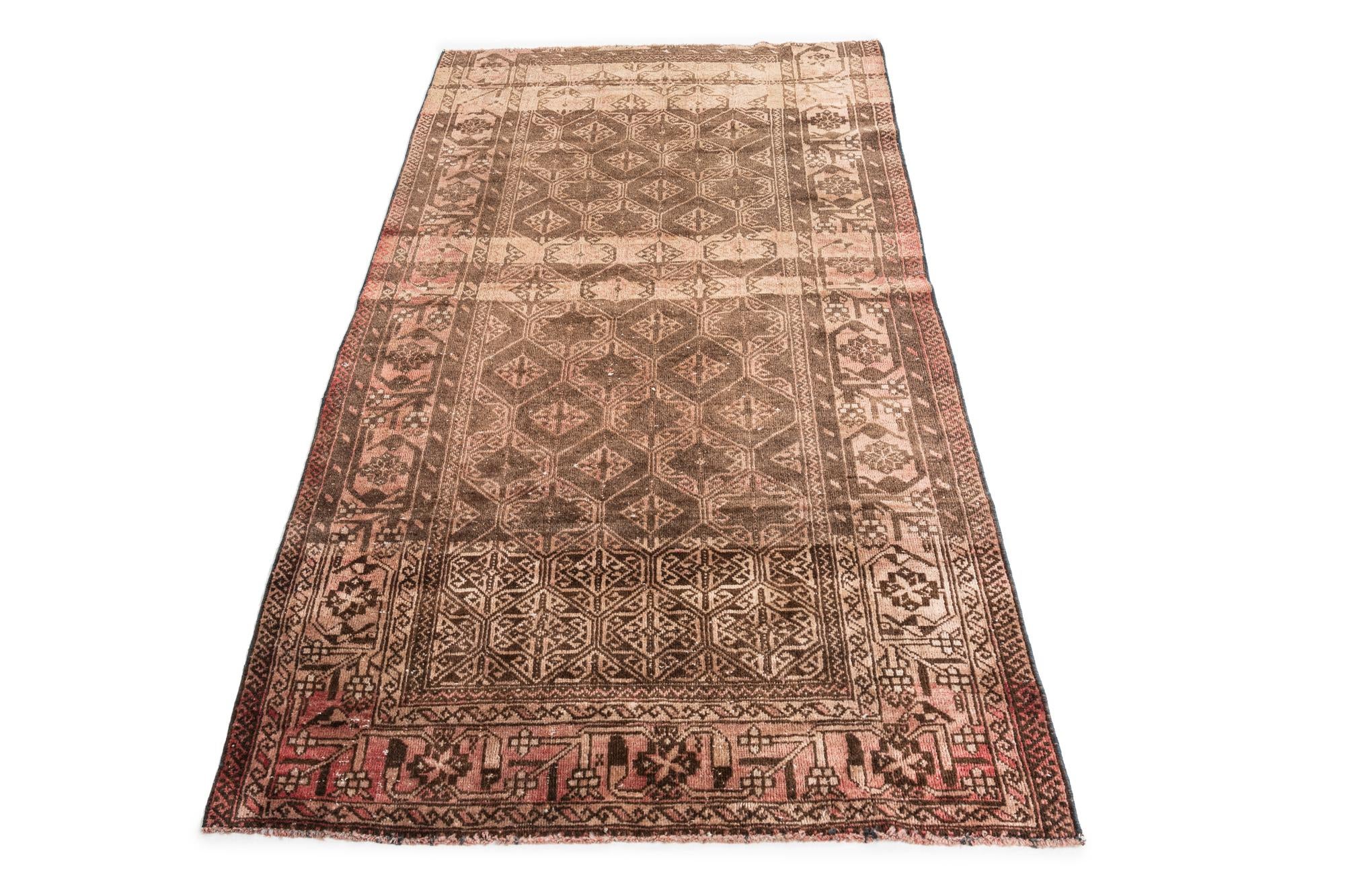 3' 7 x 6' 3 Hand Knotted Ultra Vintage Persian Wool Rug
