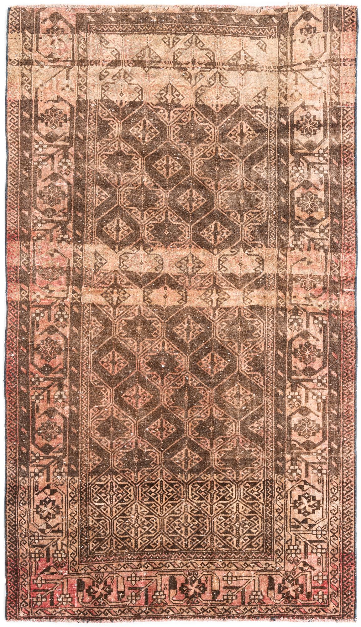 3' 7 x 6' 3 Hand Knotted Ultra Vintage Persian Wool Rug