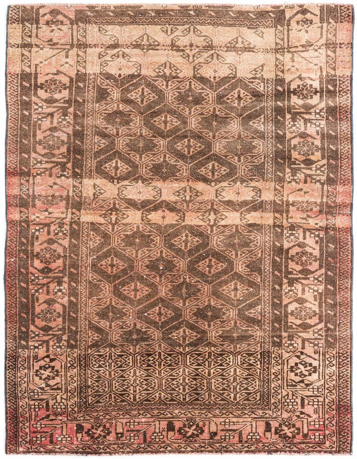 Detail image of 3' 7 x 6' 3 Hand Knotted Ultra Vintage Persian Wool Rug