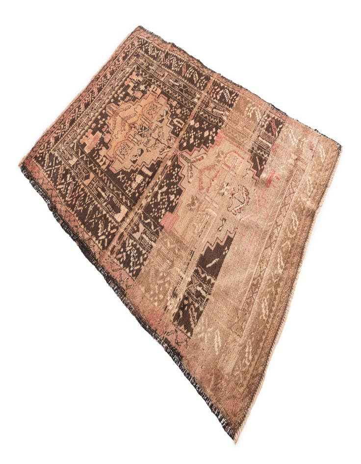 Detail image of 3' 8 x 5' 5  Hand Knotted Ultra Vintage Persian Wool Rug