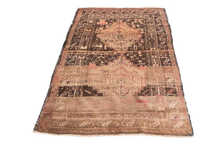 Detail image of 3' 8 x 5' 5 Hand Knotted Ultra Vintage Persian Wool Rug