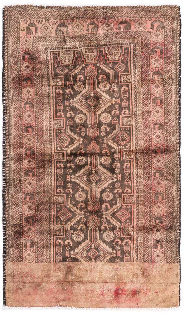 3' 4 x 5' 6 Hand Knotted Ultra Vintage Persian Wool Rug