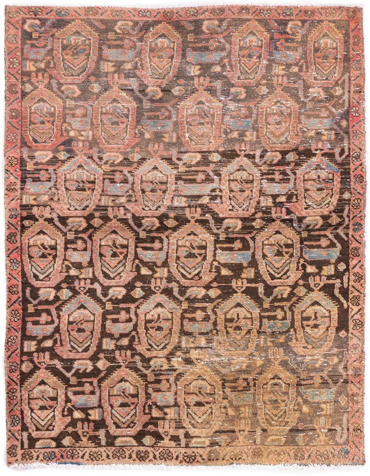Detail image of 3' 9 x 5' 10 Hand Knotted Ultra Vintage Persian Wool Rug