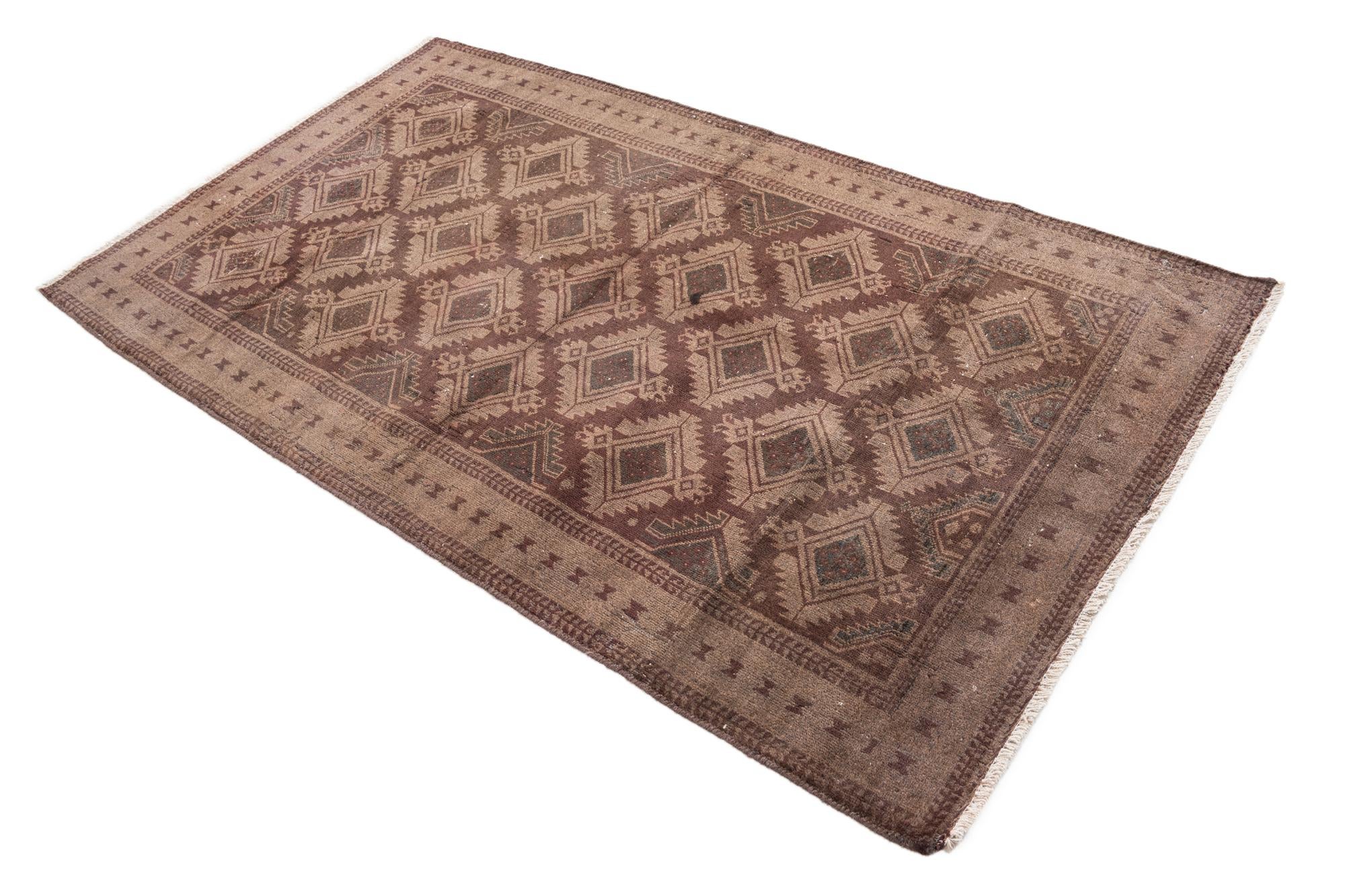 3' 9 x 6' 4 Hand Knotted Ultra Vintage Persian Wool Rug