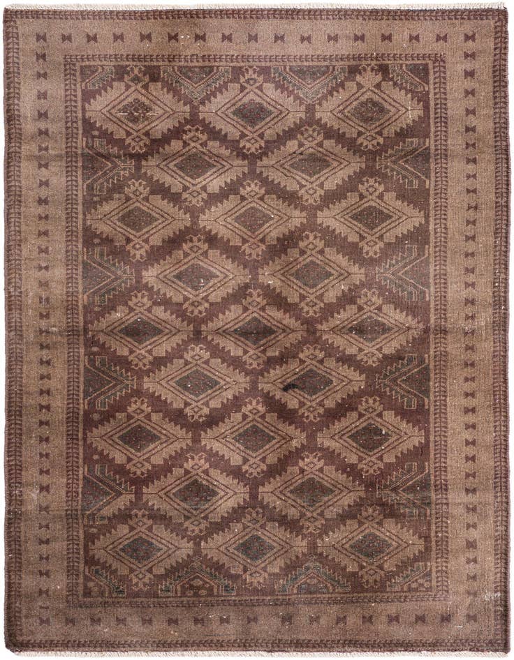 Detail image of 3' 9 x 6' 4 Hand Knotted Ultra Vintage Persian Wool Rug