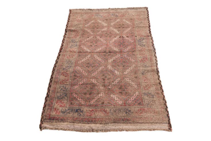 Detail image of 2' 10 x 4' 10 Hand Knotted Ultra Vintage Persian Wool Rug
