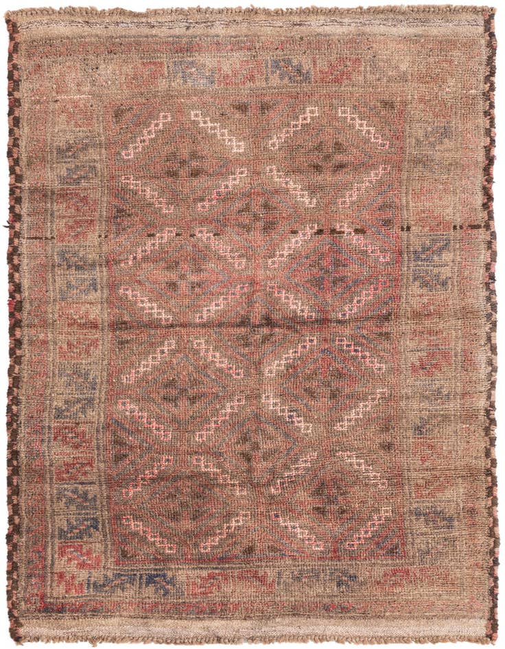 Detail image of 2' 10 x 4' 10 Hand Knotted Ultra Vintage Persian Wool Rug
