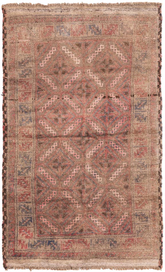Detail image of 2' 10 x 4' 10 Hand Knotted Ultra Vintage Persian Wool Rug
