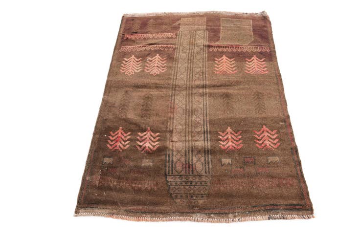 Detail image of 3' 1 x 4' 7 Hand Knotted Ultra Vintage Persian Wool Rug