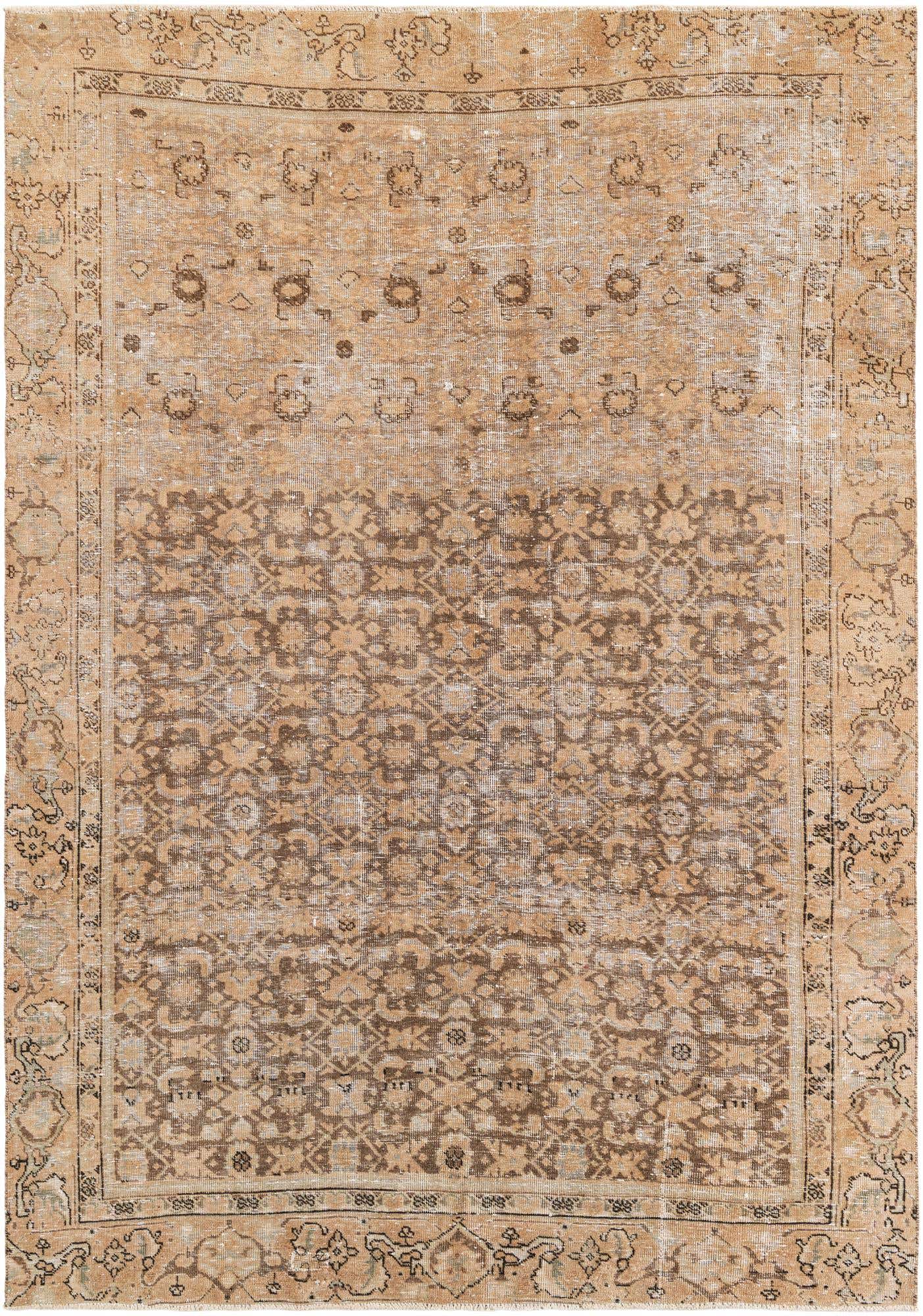 6' 7 x 9' 4 Hand Knotted Ultra Vintage Persian Wool Rug