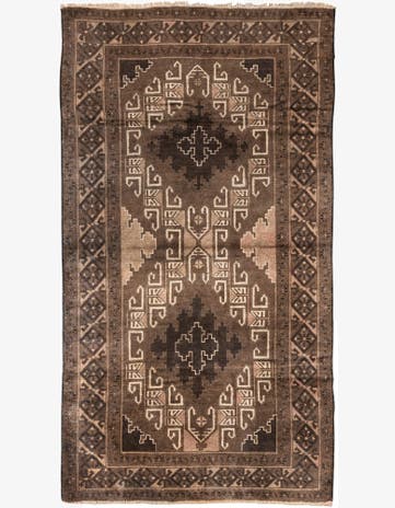 3' 7 x 6' 8 Hand Knotted Ultra Vintage Persian Wool Rug