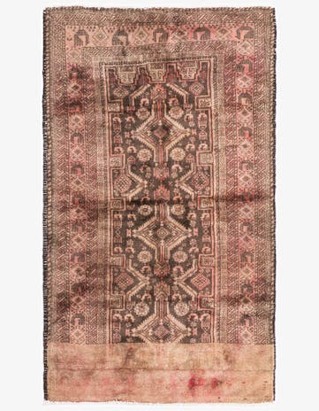 3' 4 x 5' 6 Hand Knotted Ultra Vintage Persian Wool Rug