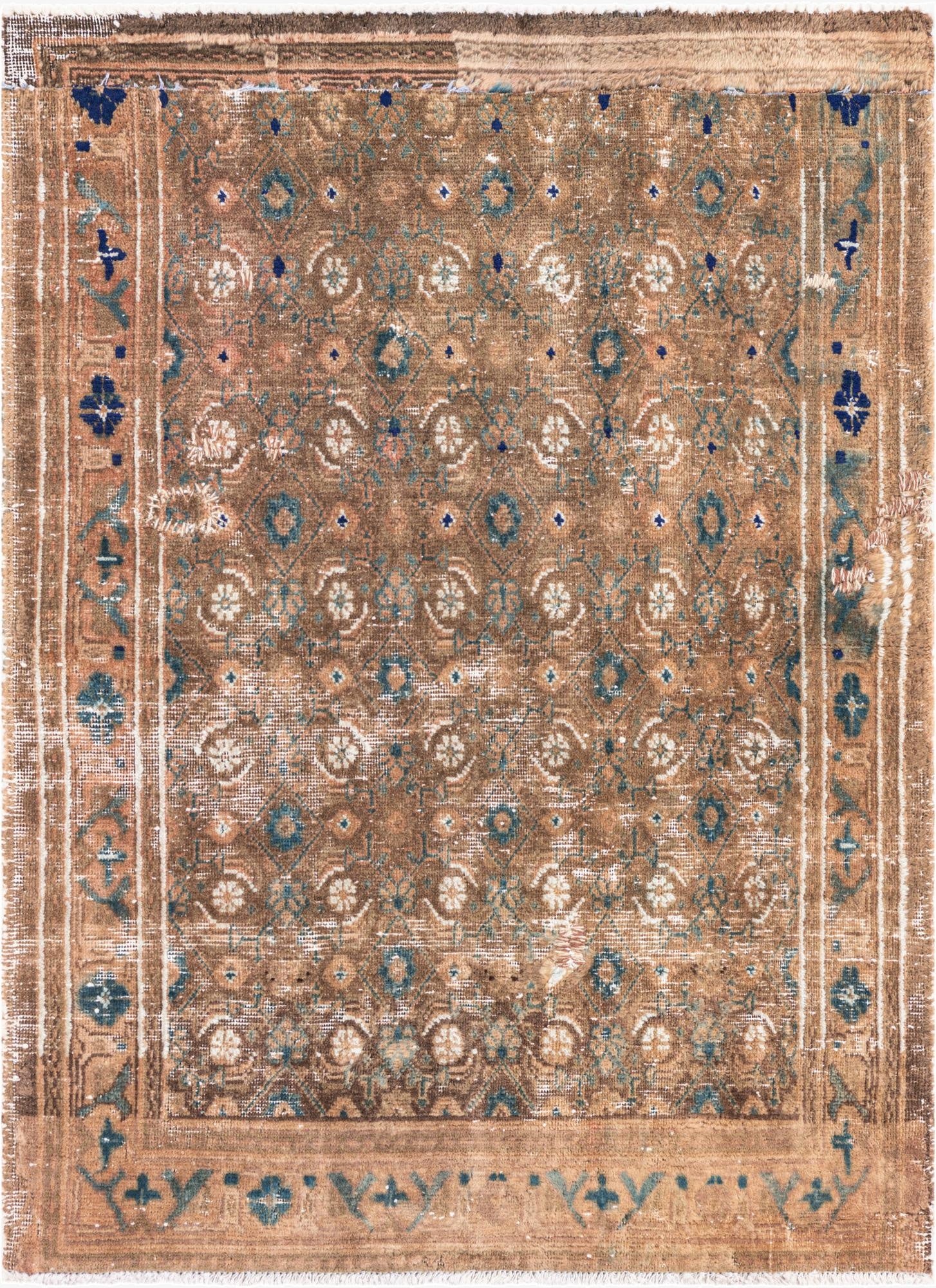 3' 7 x 4' 9  Hand Knotted Ultra Vintage Persian Wool Rug