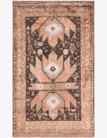 3' 7 x 6' Hand Knotted Ultra Vintage Persian Wool Rug