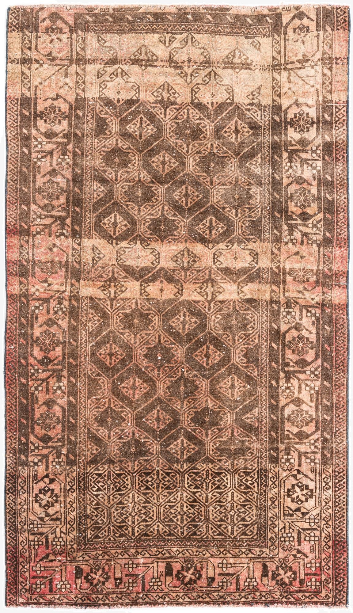 3' 7 x 6' 3  Hand Knotted Ultra Vintage Persian Wool Rug