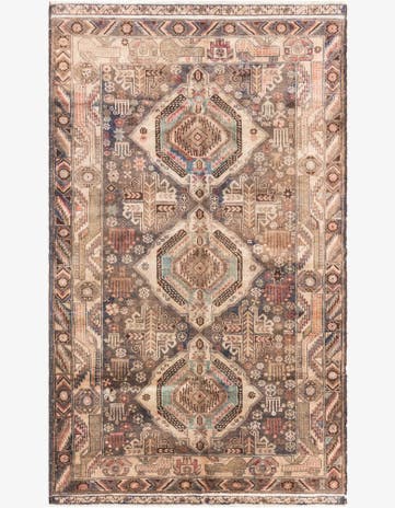 4' 1 x 6' 8 Hand Knotted Ultra Vintage Persian Wool Rug