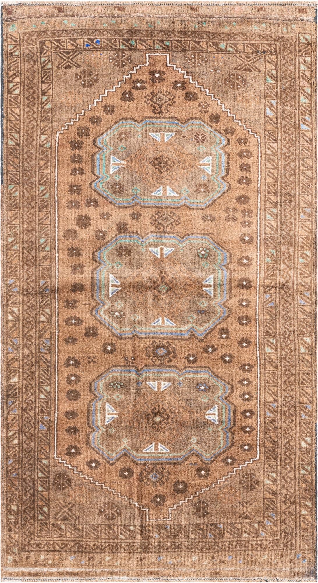 3' 6 x 6' 4  Hand Knotted Ultra Vintage Persian Wool Rug
