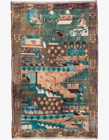 3' 10 x 6' 3 Hand Knotted Ultra Vintage Persian Wool Rug