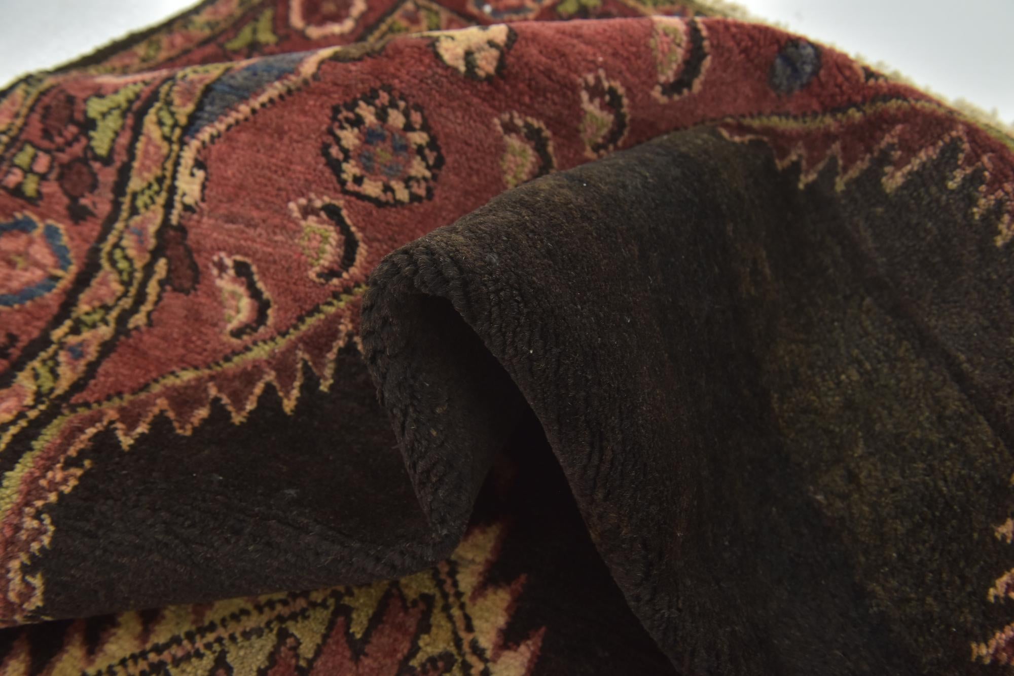 4' x 10' 9 Hand Knotted Hossainabad Persian Wool Runner Rug