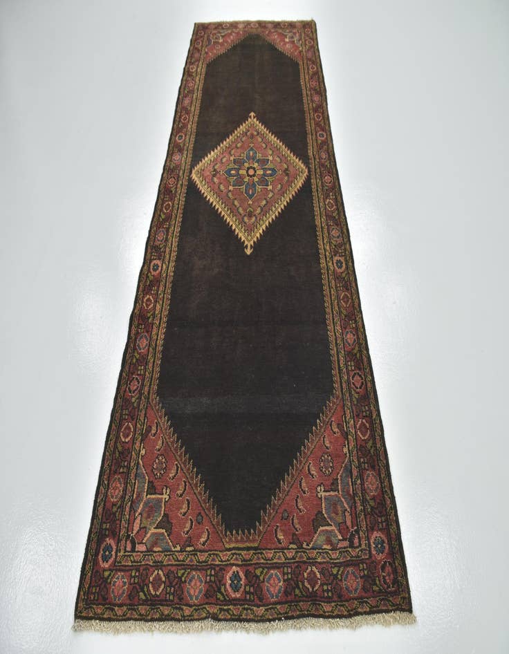 Detail image of 4' x 10' 9  Hand Knotted Hossainabad Persian Wool Runner Rug