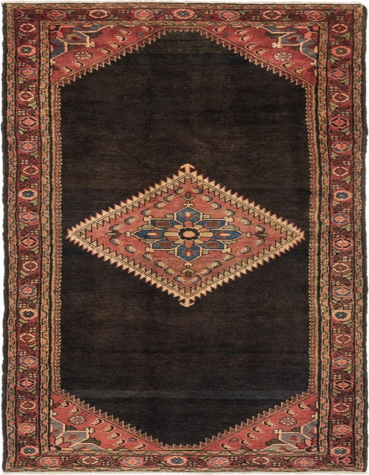 Detail image of 4' x 10' 9 Hand Knotted Hossainabad Persian Wool Runner Rug