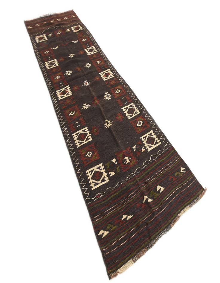 Detail image of 3' 3 x 10' 10 Hand Woven Kilim Afghan Wool Runner Rug
