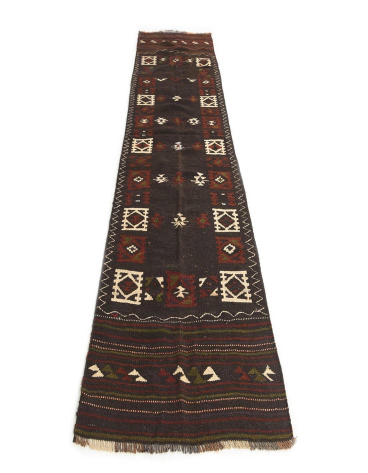 Detail image of 3' 3 x 10' 10 Hand Woven Kilim Afghan Wool Runner Rug