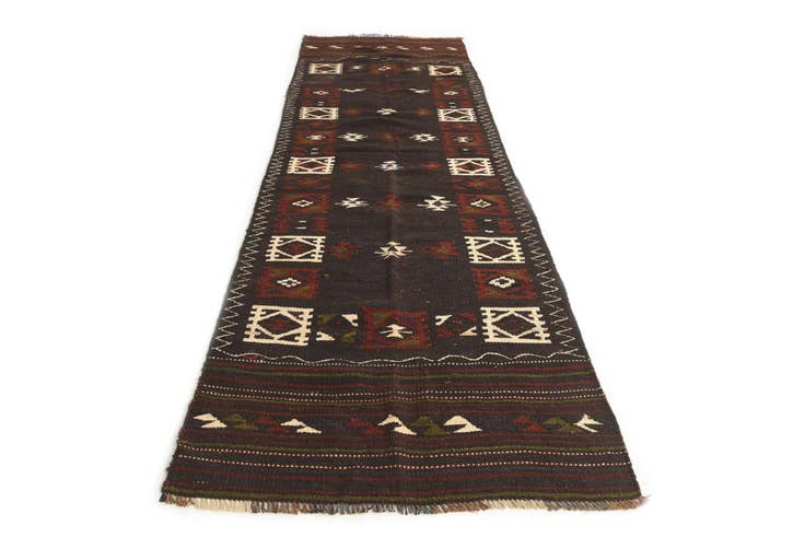 Detail image of 3' 3 x 10' 10 Hand Woven Kilim Afghan Wool Runner Rug