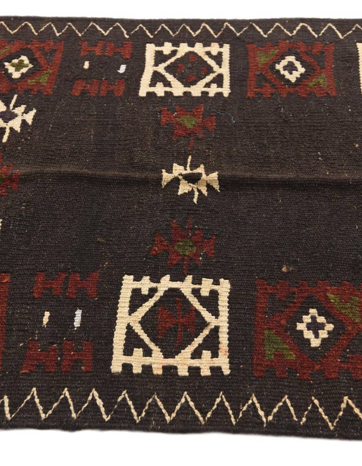 Detail image of 3' 3 x 10' 10 Hand Woven Kilim Afghan Wool Runner Rug