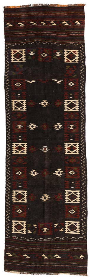 Detail image of 3' 3 x 10' 10 Hand Woven Kilim Afghan Wool Runner Rug