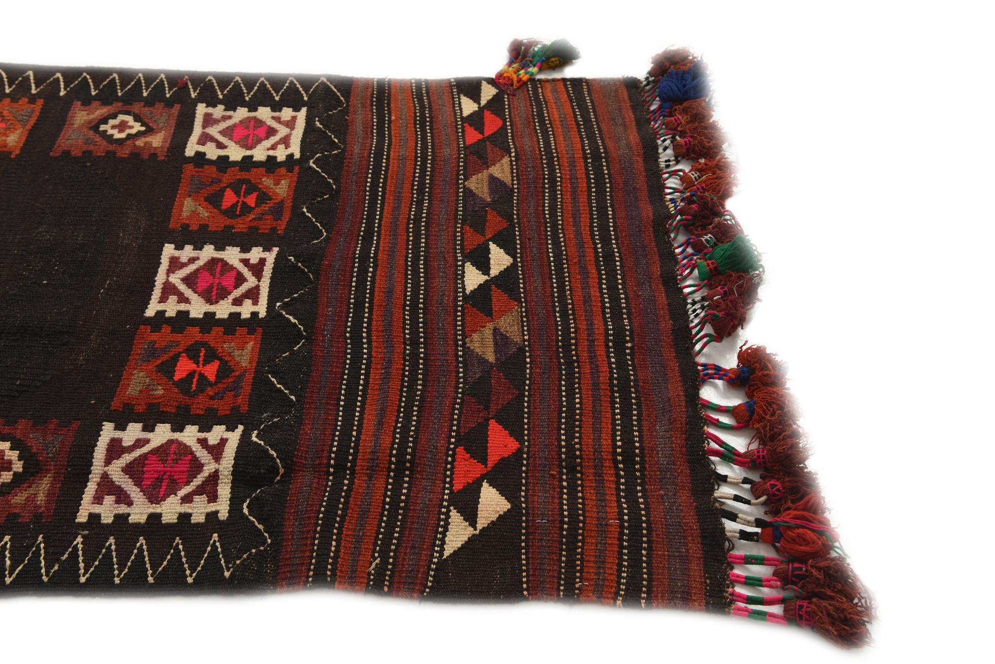 3' 2 x 11' 2 Hand Woven Kilim Afghan Wool Runner Rug