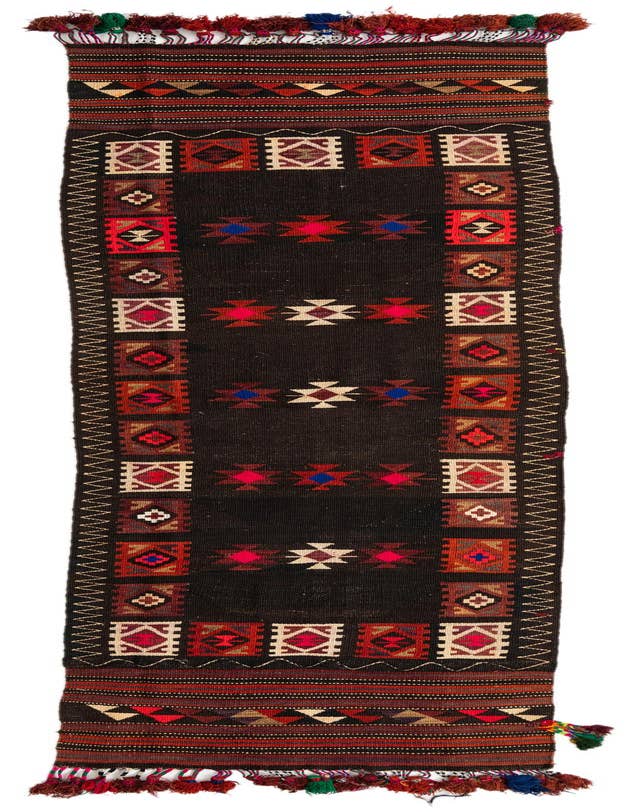 Detail image of 3' 2 x 11' 2 Hand Woven Kilim Afghan Wool Runner Rug