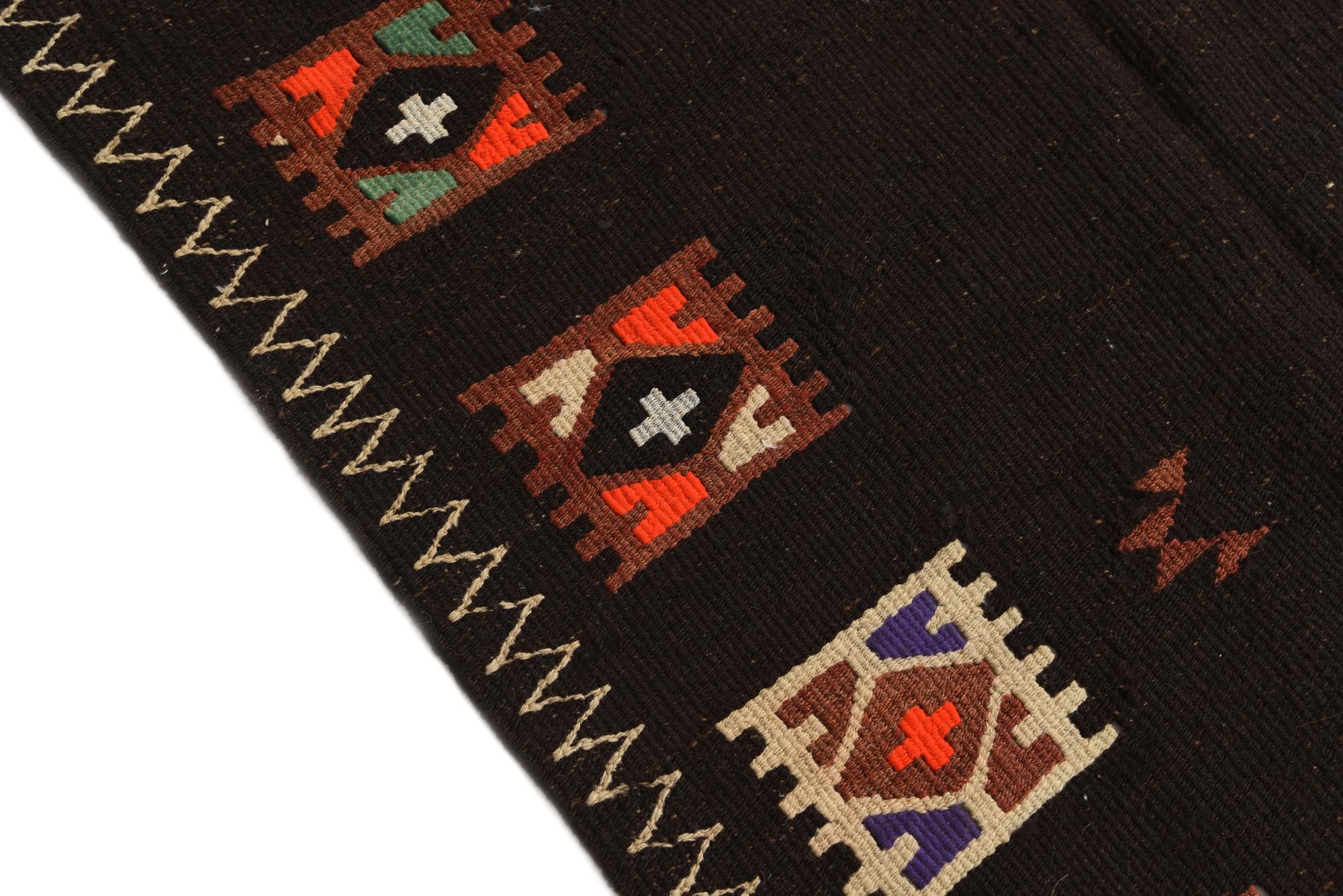 3' 6 x 11' 5 Hand Woven Kilim Afghan Wool Runner Rug