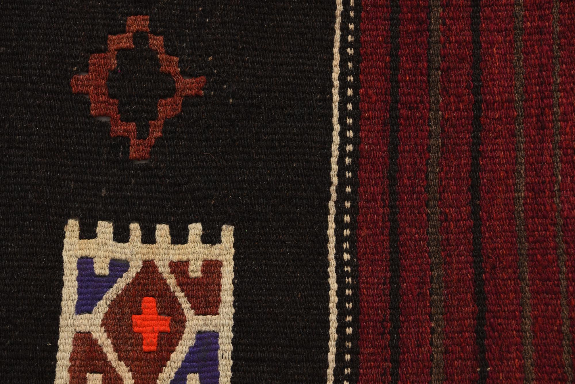 3' 6 x 11' 5 Hand Woven Kilim Afghan Wool Runner Rug