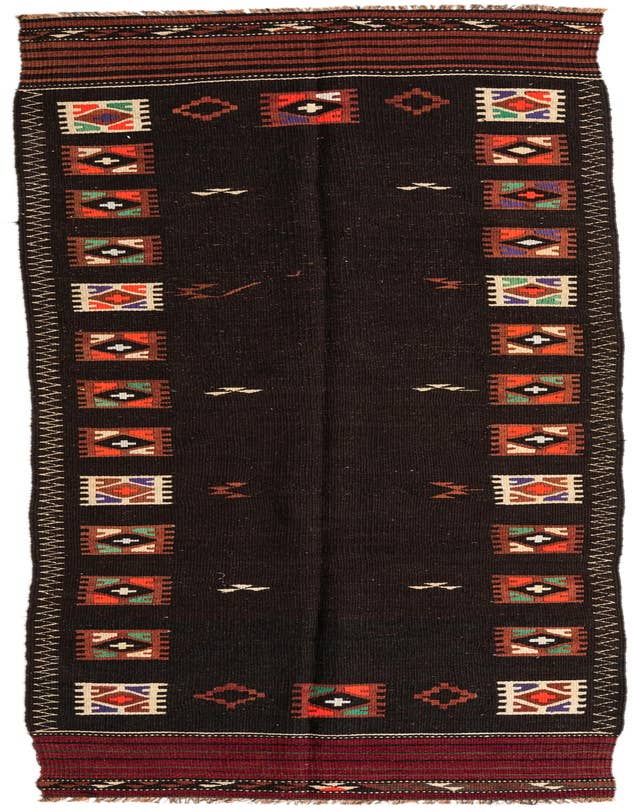 Detail image of 3' 6 x 11' 5 Hand Woven Kilim Afghan Wool Runner Rug