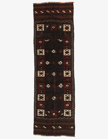 3' 3 x 10' 10 Hand Woven Kilim Afghan Wool Runner Rug