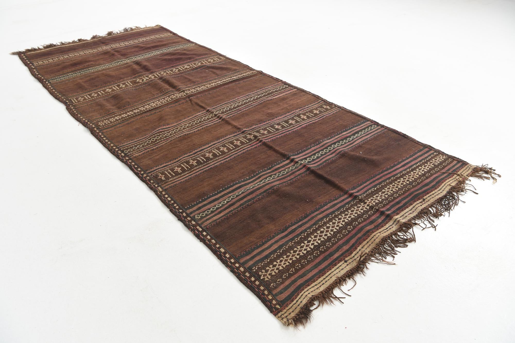 4' 7 x 11' 3 Hand Knotted Kilim Fars Persian Wool Runner Rug