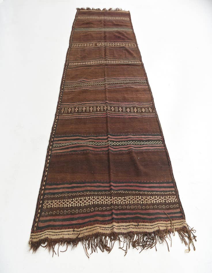 Detail image of 4' 7 x 11' 3  Hand Knotted Kilim Fars Persian Wool Runner Rug