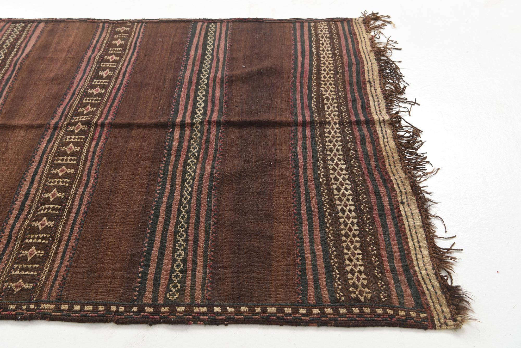 4' 7 x 11' 3 Hand Knotted Kilim Fars Persian Wool Runner Rug