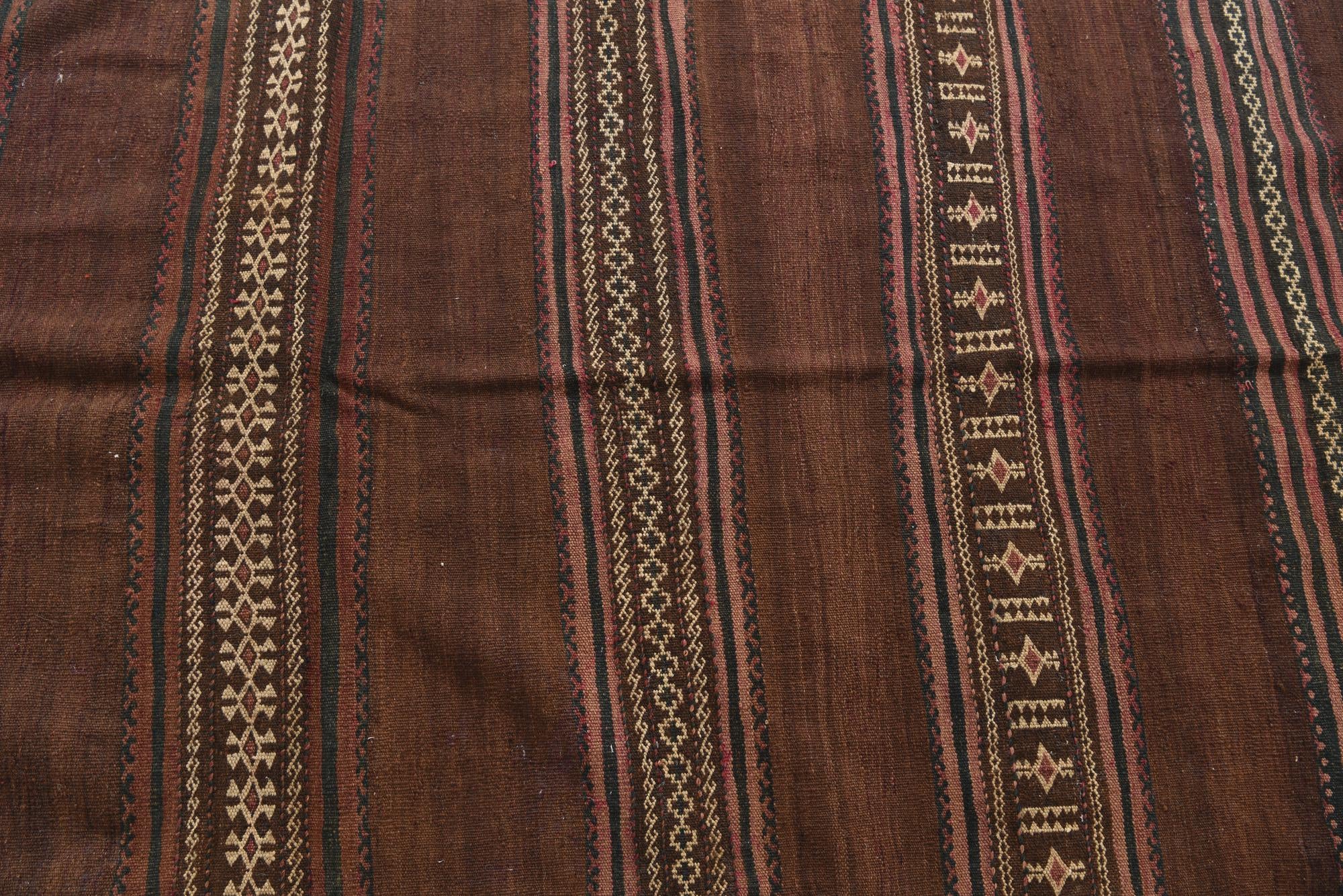 4' 7 x 11' 3 Hand Knotted Kilim Fars Persian Wool Runner Rug