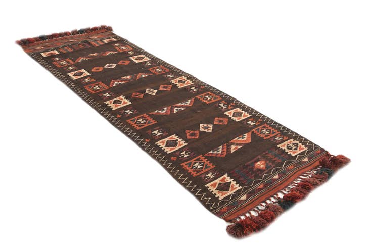 Detail image of 3' 3 x 10' Hand Woven Kilim Fars Wool Runner Rug