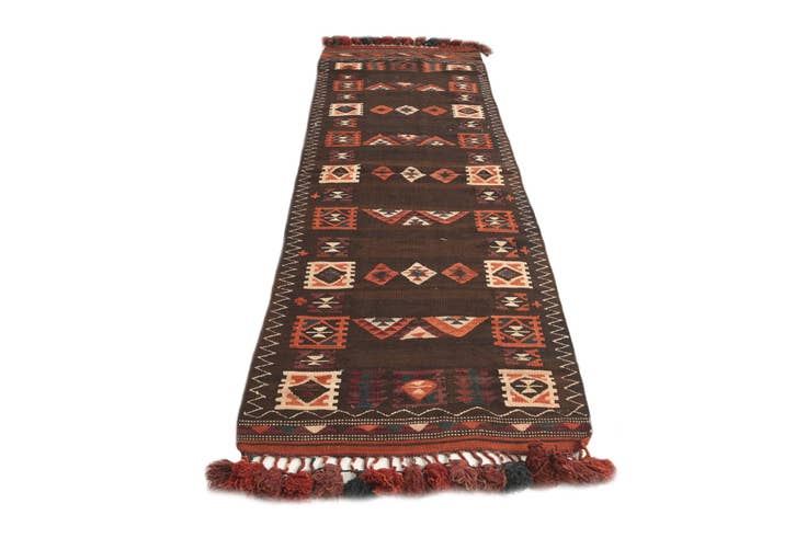 Detail image of 3' 3 x 10' Hand Woven Kilim Fars Wool Runner Rug
