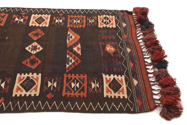 3' 3 x 10' Hand Woven Kilim Fars Wool Runner Rug