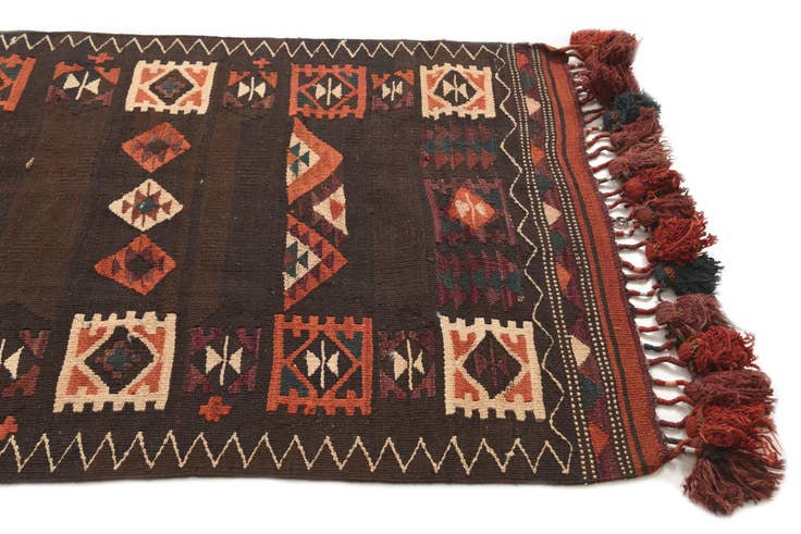 Detail image of 3' 3 x 10' Hand Woven Kilim Fars Wool Runner Rug