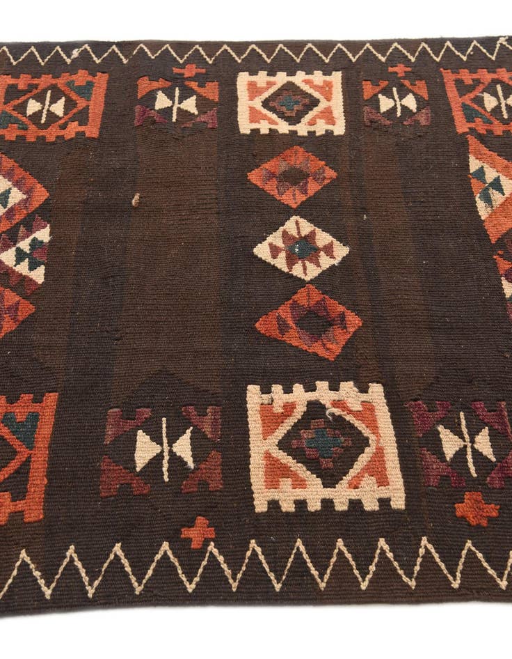 Detail image of 3' 3 x 10'  Hand Woven Kilim Fars Wool Runner Rug