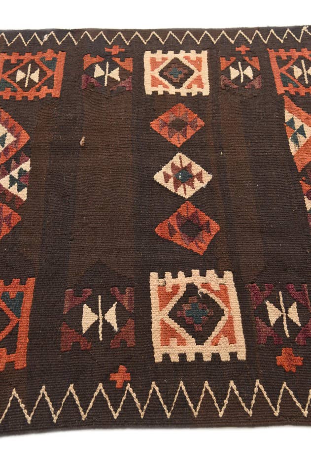 Detail image of 3' 3 x 10' Hand Woven Kilim Fars Wool Runner Rug
