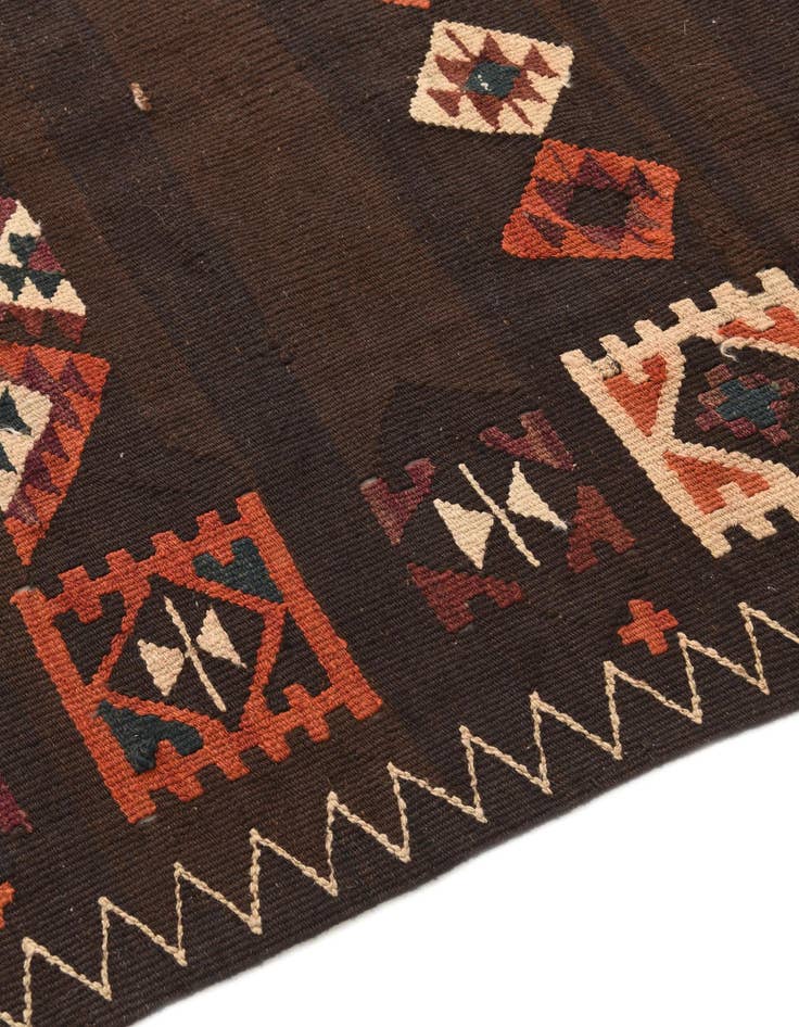 Detail image of 3' 3 x 10'  Hand Woven Kilim Fars Wool Runner Rug