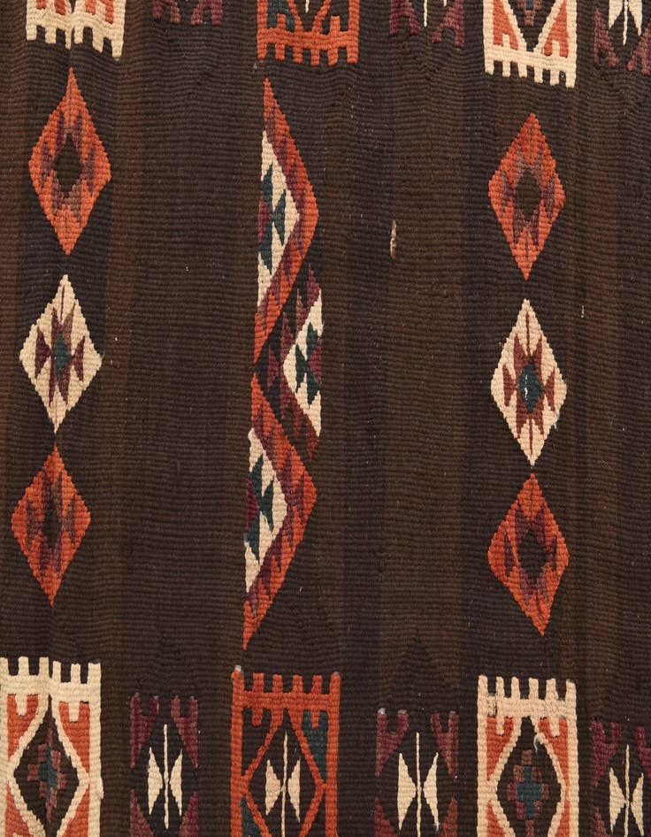 Detail image of 3' 3 x 10'  Hand Woven Kilim Fars Wool Runner Rug