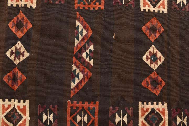 3' 3 x 10' Hand Woven Kilim Fars Wool Runner Rug